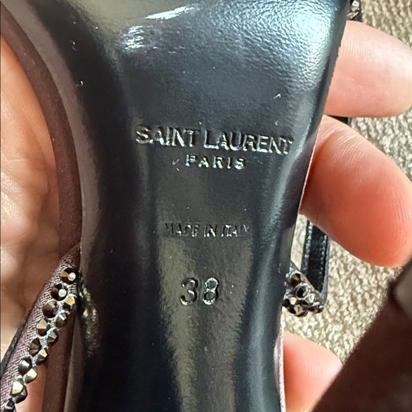 Saint Laurent Black Crystal-Embellished Strappy Stilettos - Picture 4 of 4